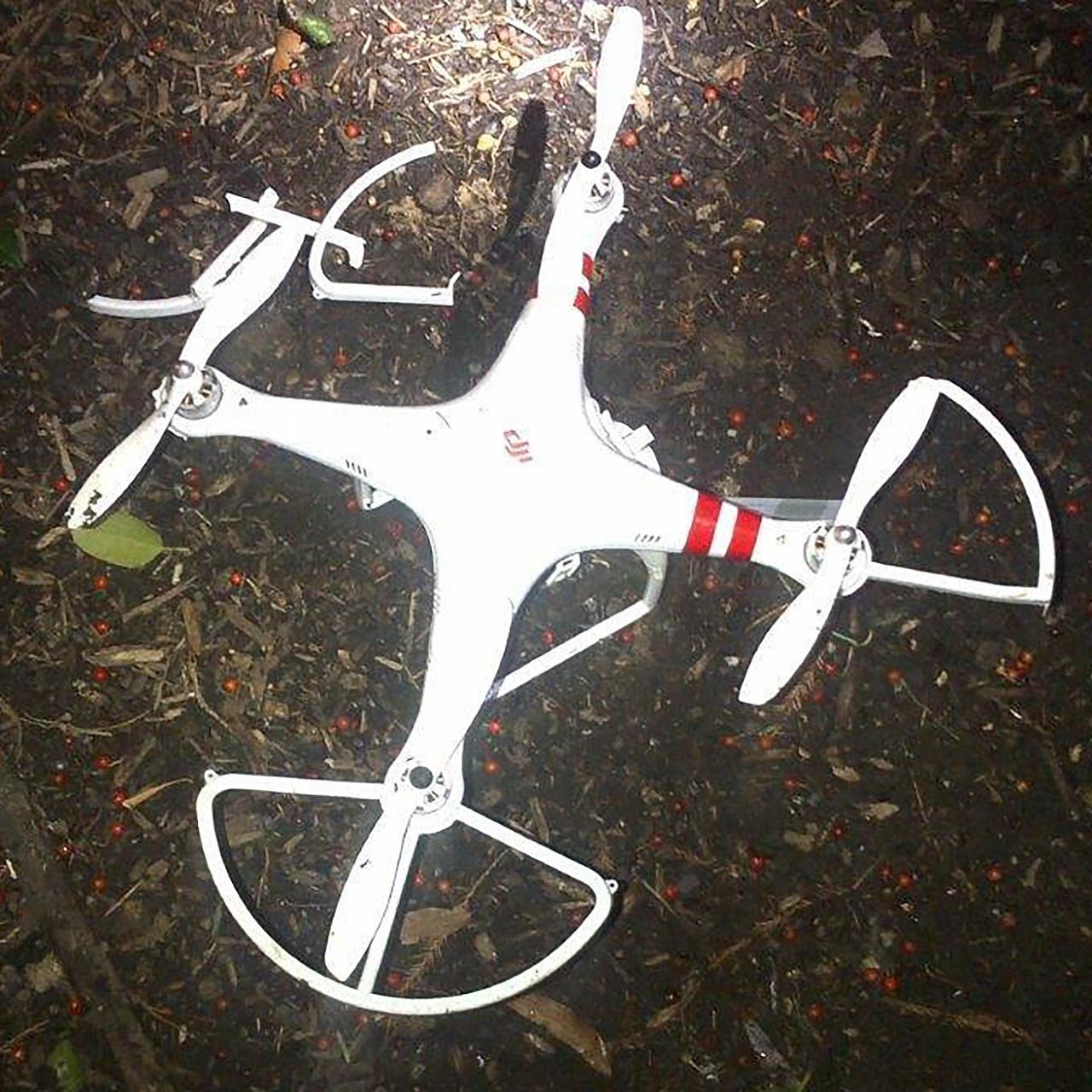 Drone accident quadcopter scene city bleeding injuries sidewalk quadrocopter stock pain park